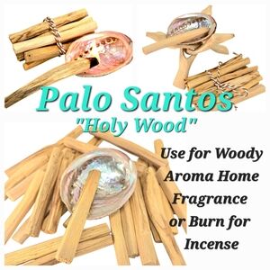 12pc Palo Santo Aromatic Premium Organic Holy Wood Abalon Shell Holder Stand Set